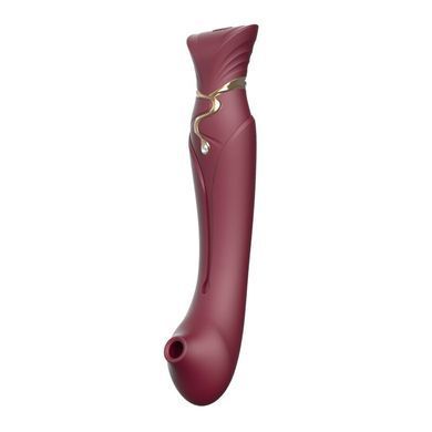 Смартвибратор 3в1 Zalo &mdash; Queen Wine Red, пульсирующая жемчужина и вакуум, кристалл Swarovski SO6662 фото