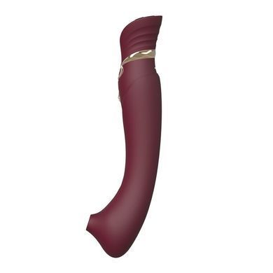 Смартвибратор 3в1 Zalo &mdash; Queen Wine Red, пульсирующая жемчужина и вакуум, кристалл Swarovski SO6662 фото