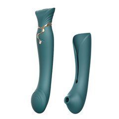 Смартвибратор 3в1 Zalo &mdash; Queen Jewel Green, пульсирующая жемчужина и вакуум, кристалл Swarovski SO6663 фото