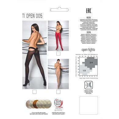 Эротические колготки TIOPEN 005 nero 1/2 (60 den) - Passion, с вырезом, оригинальный пояс PS24508 фото