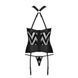 Сітчастий комплект із візерунком Hima Corset black L/XL - Passion, корсет з халтером, підв'язки, тру SO5349 фото 6