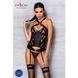 Сітчастий комплект із візерунком Hima Corset black L/XL - Passion, корсет з халтером, підв'язки, тру SO5349 фото 3