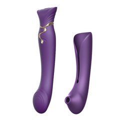 Смартвибратор 3в1 Zalo &mdash; Queen Twilight Purple, пульсирующая жемчужина и вакуум, кристалл Swarovski SO6664 фото