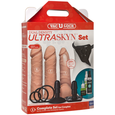 Набор для страпона Doc Johnson Vac-U-Lock Dual Density UltraSKYN Set, диаметр 3&times;4,5см SO1987 фото