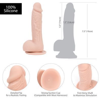Реалистичный фаллоимитатор на присоске ADDICTION &mdash; Mark 7,5&Prime; Dildo With Balls, Beige SO5583 фото