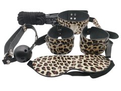 Набор MAI BDSM STARTER KIT Nº 75 Leopard: плеть, кляп, наручники, маска, ошейник , веревка, зажимы SO6581 фото