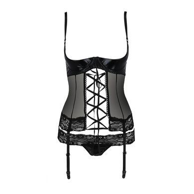 Корсет с открытой грудью NORTH CORSET black XXL/XXXL - Passion Exclusive, пажи, трусики, шнуровка PS24006 фото