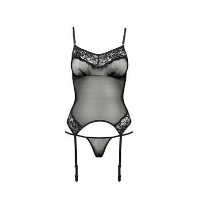 Корсет с пажами MELANIA CORSET black XXL/XXXL - Passion, трусики, полупрозрачный EL16309 фото