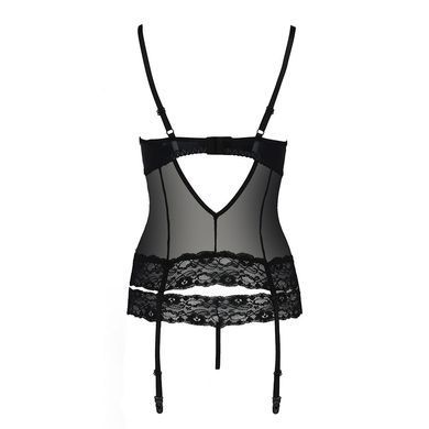 Корсет с открытой грудью NORTH CORSET black XXL/XXXL - Passion Exclusive, пажи, трусики, шнуровка PS24006 фото