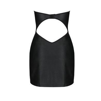 Мінісукня з екошкіри CELINE CHEMISE black XXL/XXXL &mdash; Passion: шнурівка, трусики в комплекті SO6408 фото