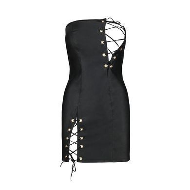 Мінісукня з екошкіри CELINE CHEMISE black XXL/XXXL &mdash; Passion: шнурівка, трусики в комплекті SO6408 фото