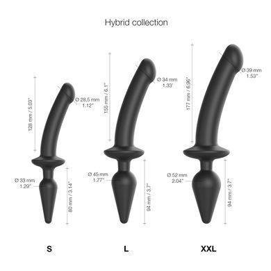Анальна пробка з дилдо Strap-On-Me SWITCH PLUG-IN SEMI-REALISTIC DILDO BLACK - XXL SO6831 фото