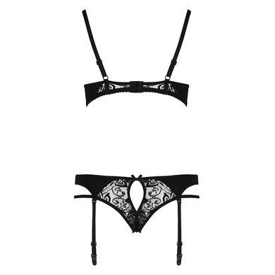 Комплект белья PAULINE SET black L/XL Passion: стрэпы: лиф, стринги и пояс для чулок EL15804 фото