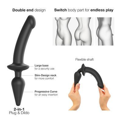 Анальна пробка з дилдо Strap-On-Me SWITCH PLUG-IN SEMI-REALISTIC DILDO BLACK - XXL SO6831 фото