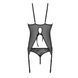 Корсет с пажами, трусики с ажурным декором и открытым шагом Ursula Corset black L/XL &mdash; Passion SO5835 фото 5