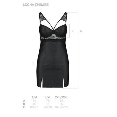 Бебі-дол з еко-шкіри та мережива Loona Chemise black XXL/XXXL - Passion SO5360 фото