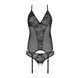 Корсет із пажами, трусики з ажурним декором та відкритим кроком Ursula Corset black S/M &mdash; Passion SO5836 фото 4