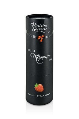 Масажна олія Plaisirs Secrets Strawberry (59 мл) з афродизіаками, їстівна, подарункова упаковка SO1842 фото