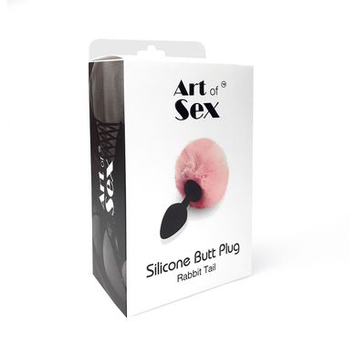 Силиконовая анальная пробка М Art of Sex - Silicone Butt plug Rabbit Tail, Красный SO6964 фото