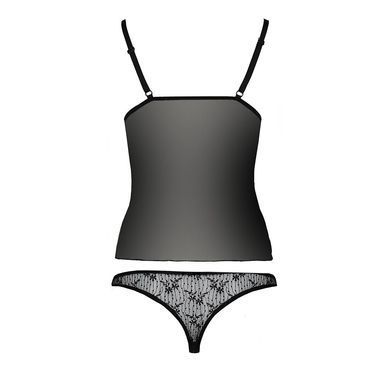 Комплект белья MELISSA SET black L/XL - Passion: лиф-сорочка со шнуровкой и трусики EL15904 фото