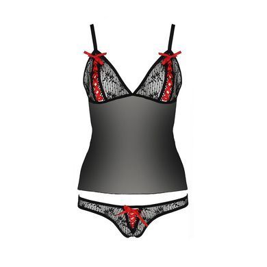Комплект белья MELISSA SET black L/XL - Passion: лиф-сорочка со шнуровкой и трусики EL15904 фото