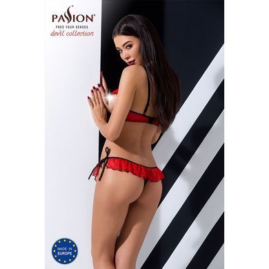 Комплект белья CHERRY SET OpenBra red L/XL - Passion Exclusive: открытый лиф, трусики-юбочка PS25507 фото